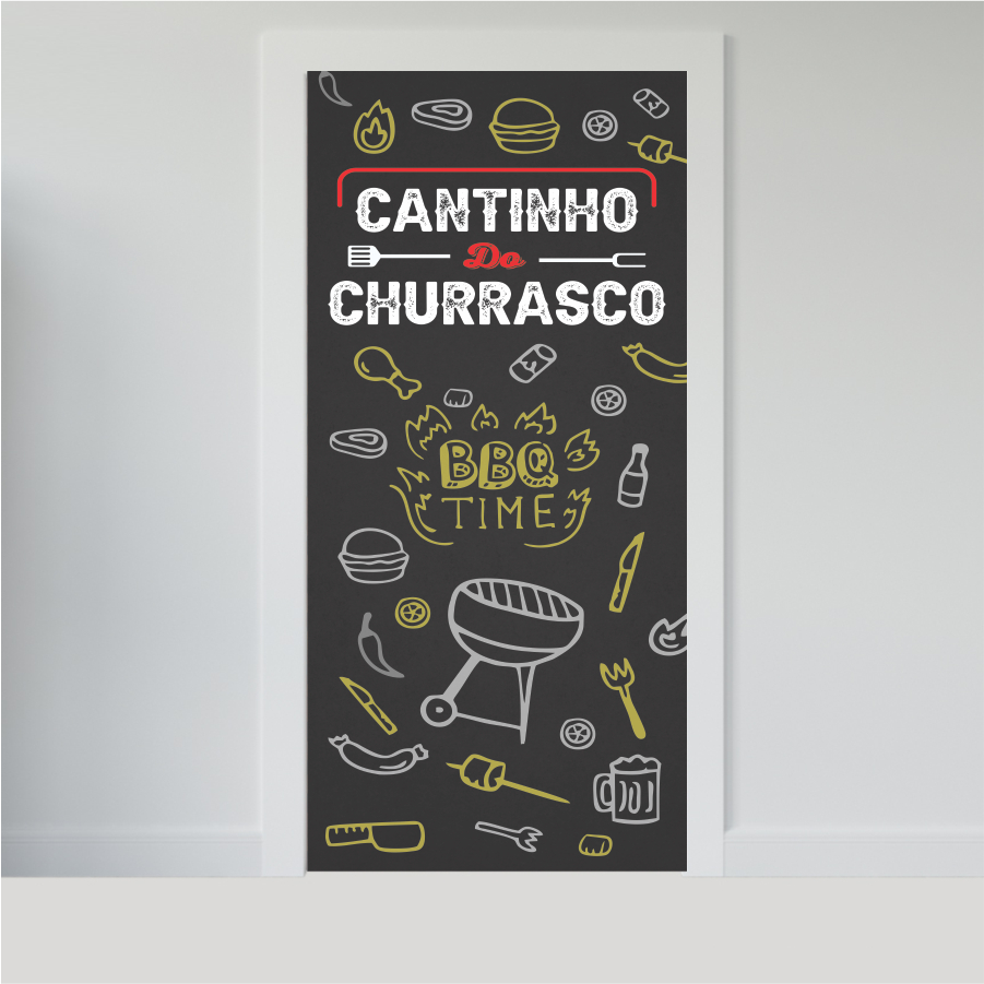 Papel Parede Adesivo para Portas de Madeira ou Vidro Decoração Revestimento Churrasco Cozinha Gourmet - CHURRASCO PX110