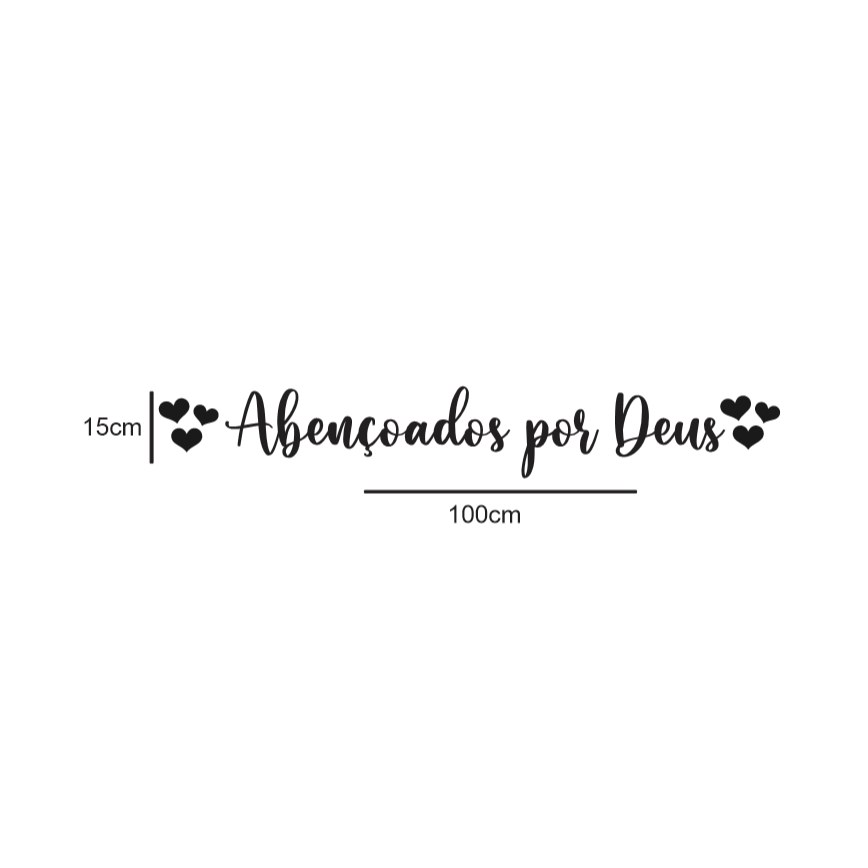 Quadro Decorativo Frase em Mdf Abençoados por Deus + 6 Mini Corações C/Dupla Face