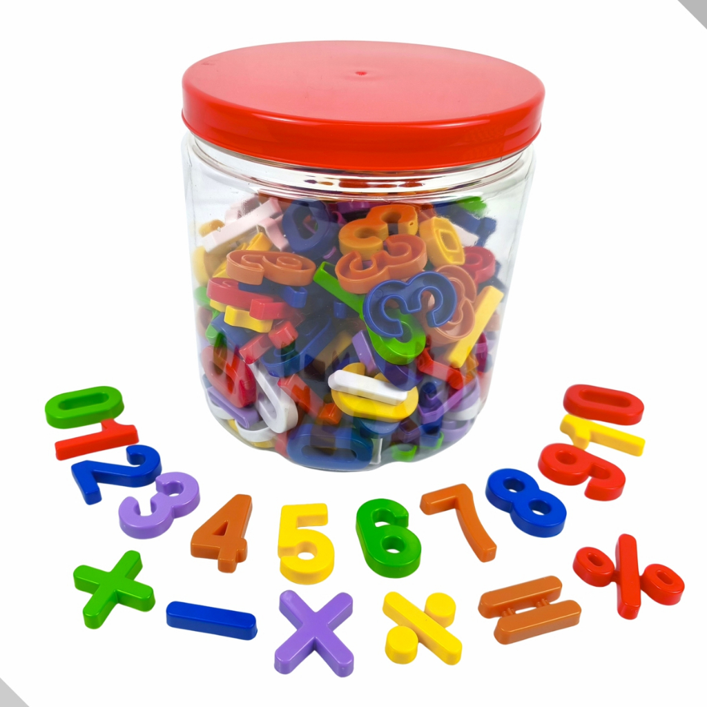 Brinquedo Educativo Pote Com Números E Sinais 200 Peças