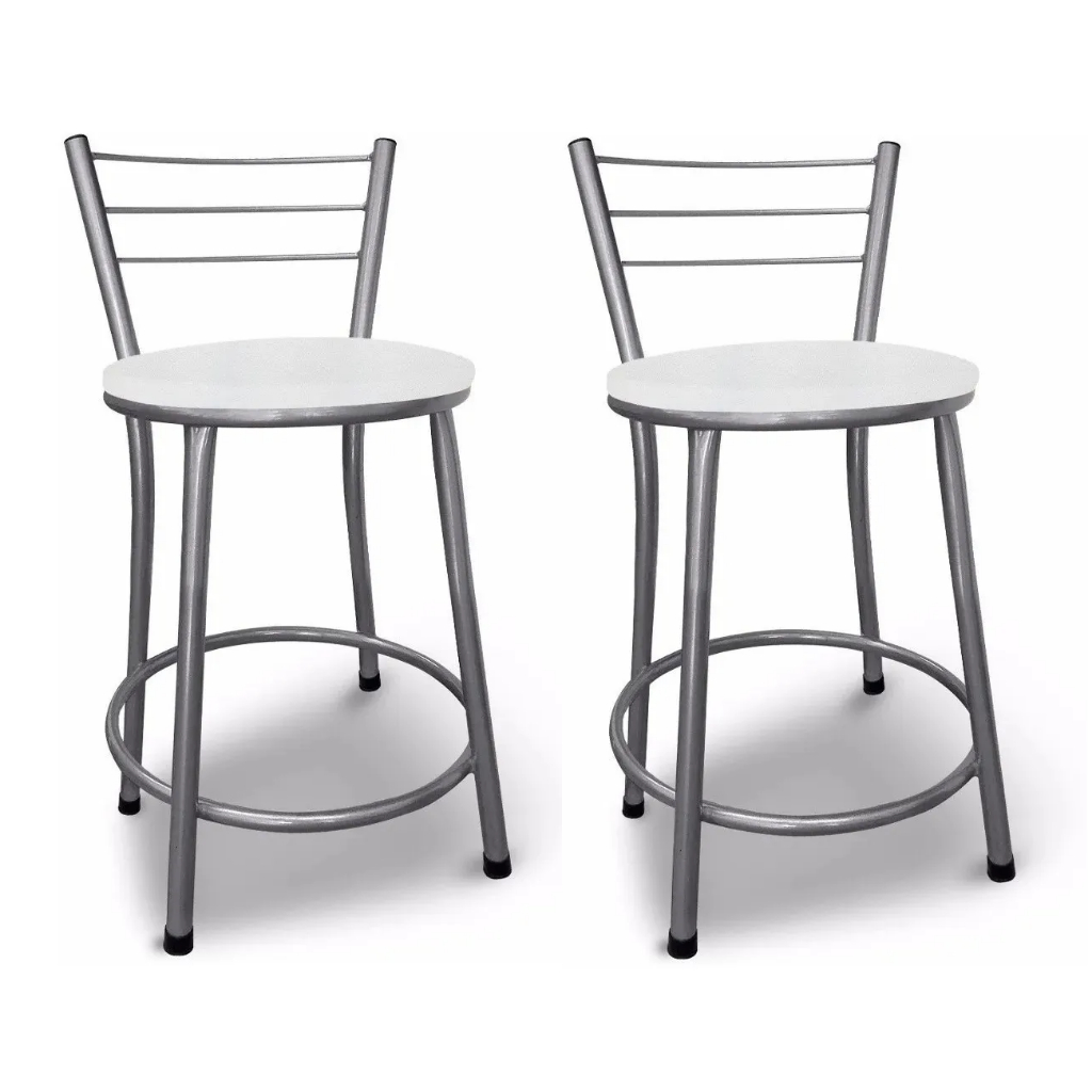 Kit 2 Banco Banqueta Baixa Prata C/ Encosto Aramado em Oferta na Shopee