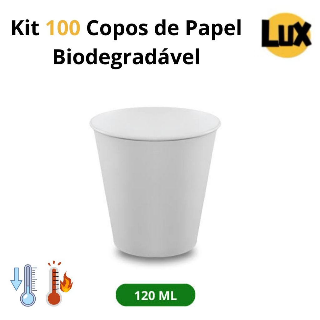 Kit 100 Copos De Papel Ecologico 120 ml Biodegradável Descartavel Chá/Café/Leite