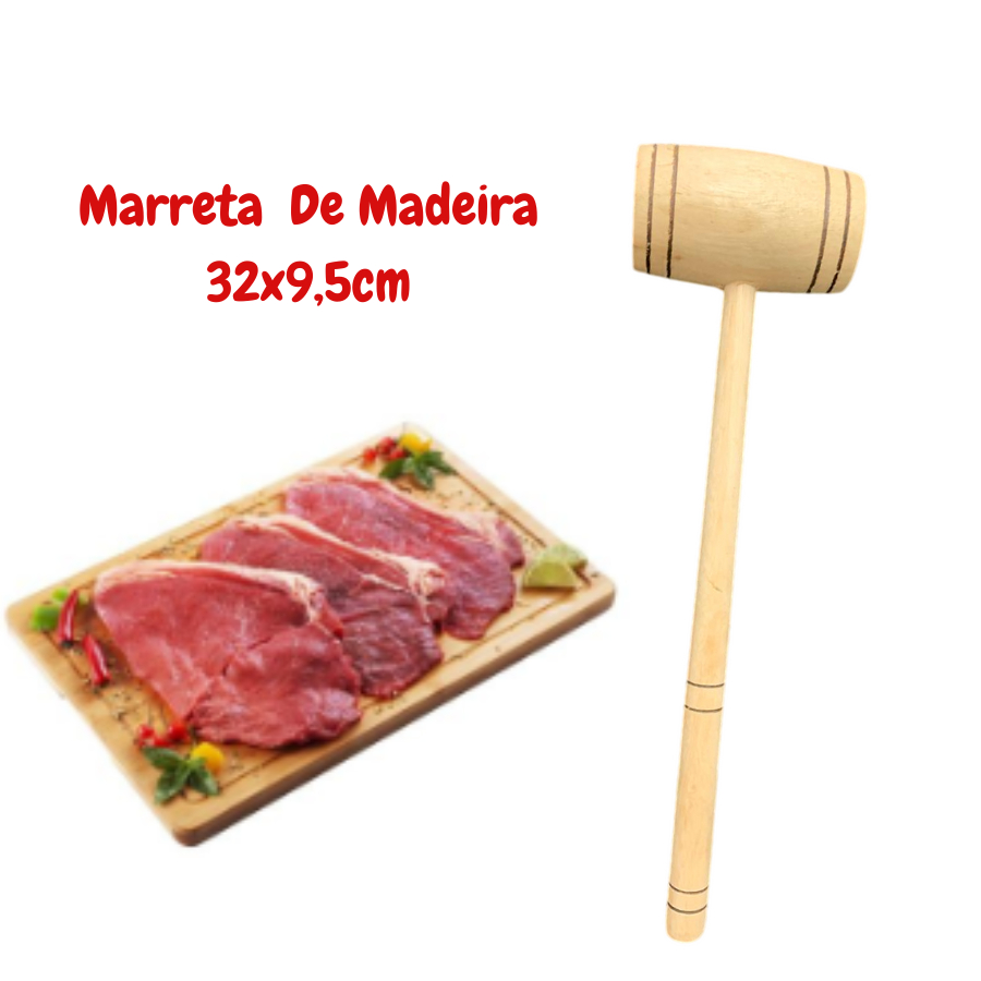 Marreta De Madeira Martelo Amassiador Batedor De Carne Utilidades De Cozinha