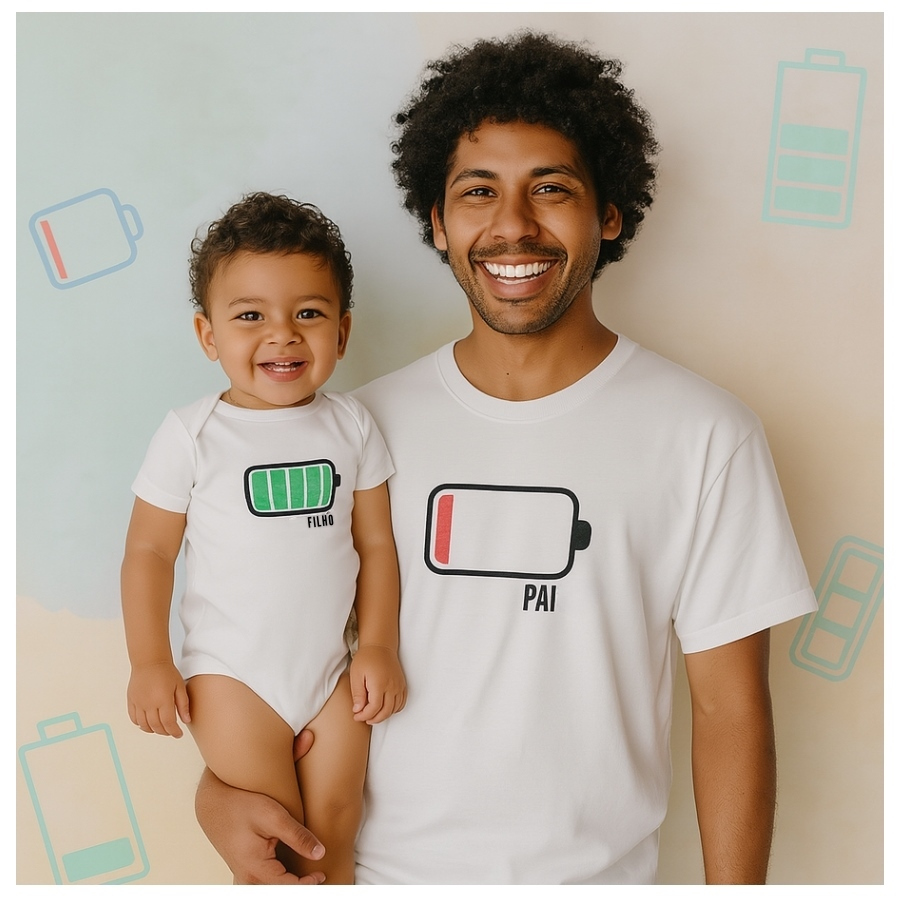 Kit Camiseta Premium frase Tal Pai tal Filho / Mãe e filho 100% algodão bateria pai/mãe - filho