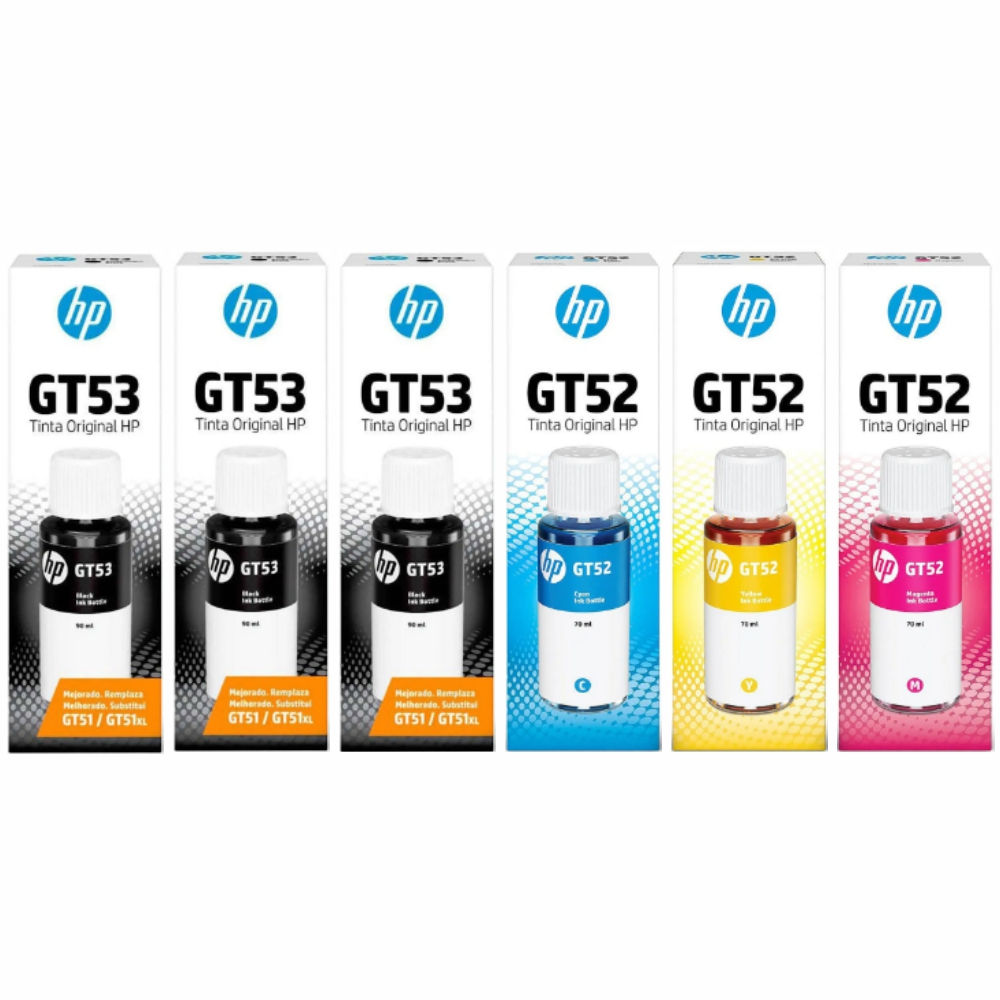 Combo kit 6 tintas GT 53 GT 52 para impressora GT53 GT52