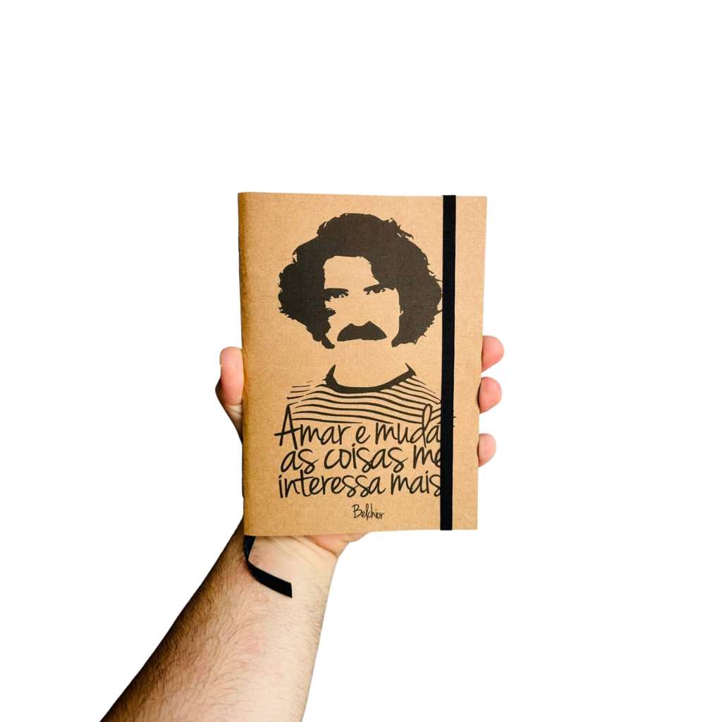 Sketchbook Caderno Belchior Amar e Mudas as Coisas me Interessa Mais com Elástico e Marca Página