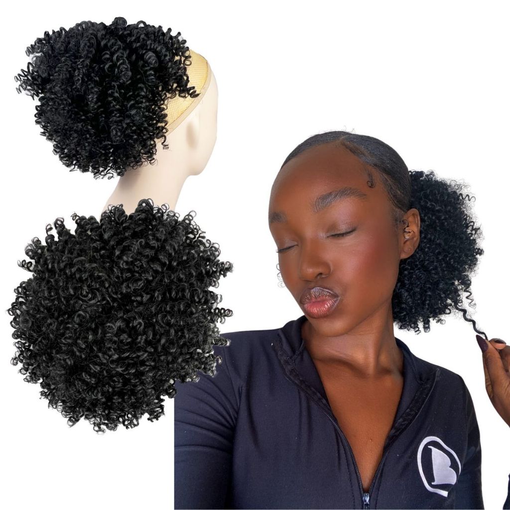 Aplique Coque Afro Puff Fibra Orgânico 30cm- Gold Afro Puff