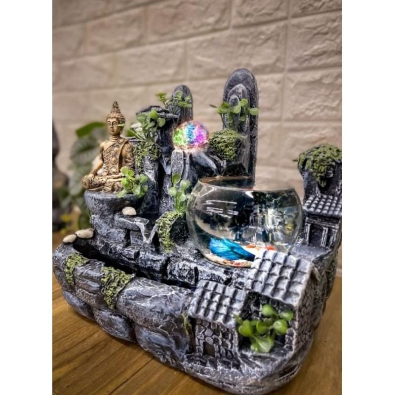 Fonte Buda com Aquário – Decoração Zen em Resina Bivolt para Casa e Jardim