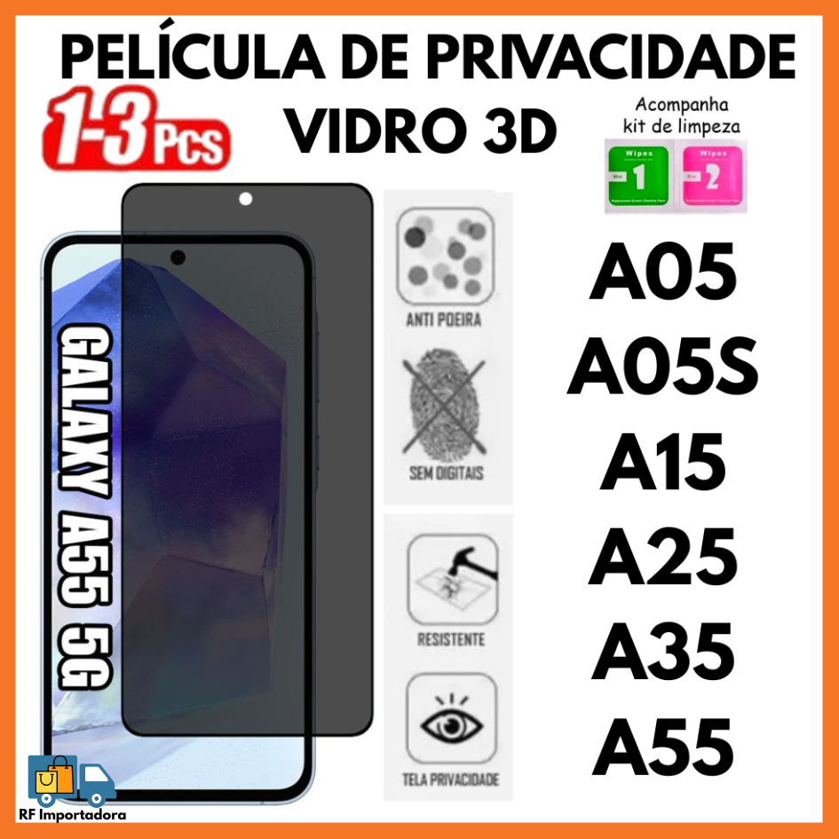 Película De Privacidade 3D Vidro Para Samsung A05 A05S A15 A25 A35 A55