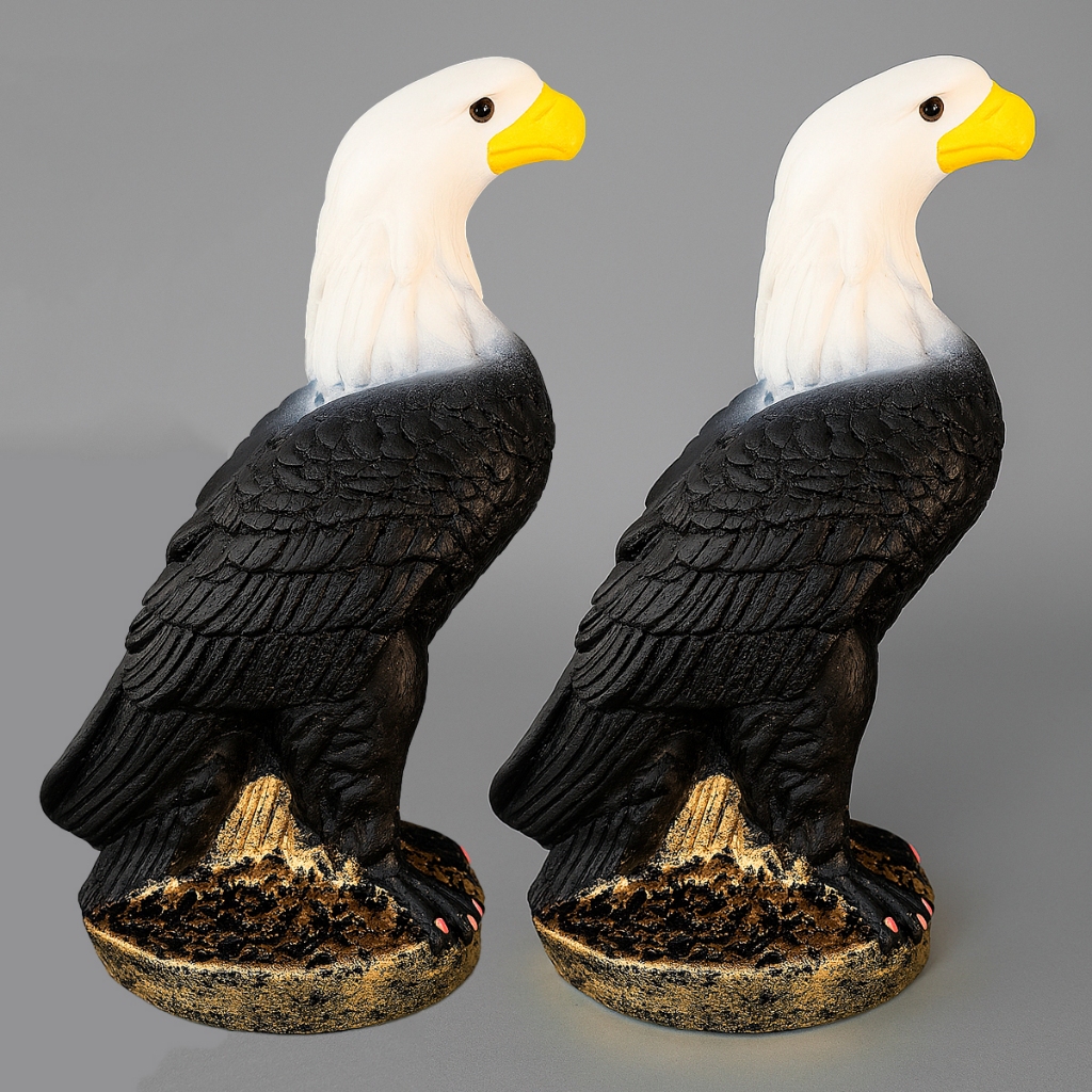 Kit 2 Gavião Aguia Gesso Espanta Pombo E Passarinhos Passaros Decoracao Jardim Casa Estatua Enfeite Telhado Casa Sala