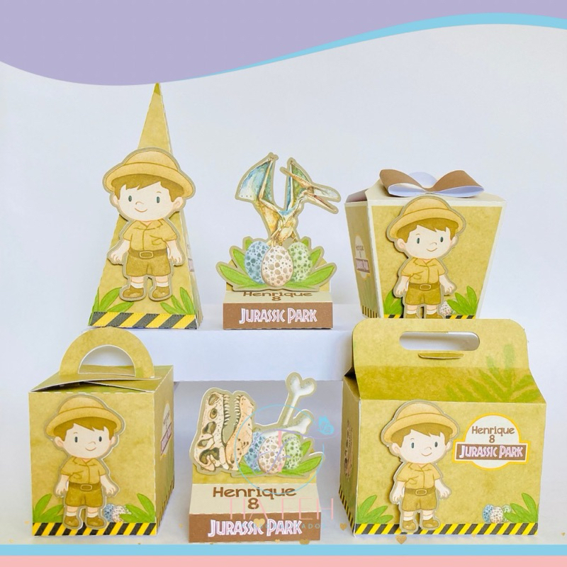 Kit Festa 60 Lembrancinhas Personalizada Dinossauro Jurassic Park  - Caixinhas Personalizadas