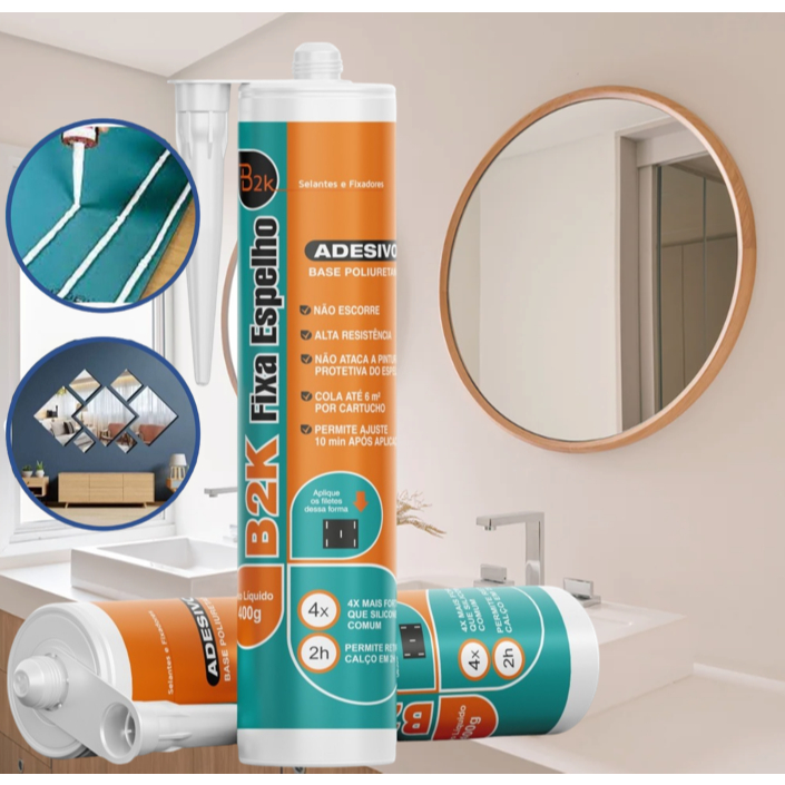 Cola Fixa Espelho Adesivo Pu Secagem Rápida Adesivo Selante Vidros Super Adesão - Branco em Oferta na Shopee