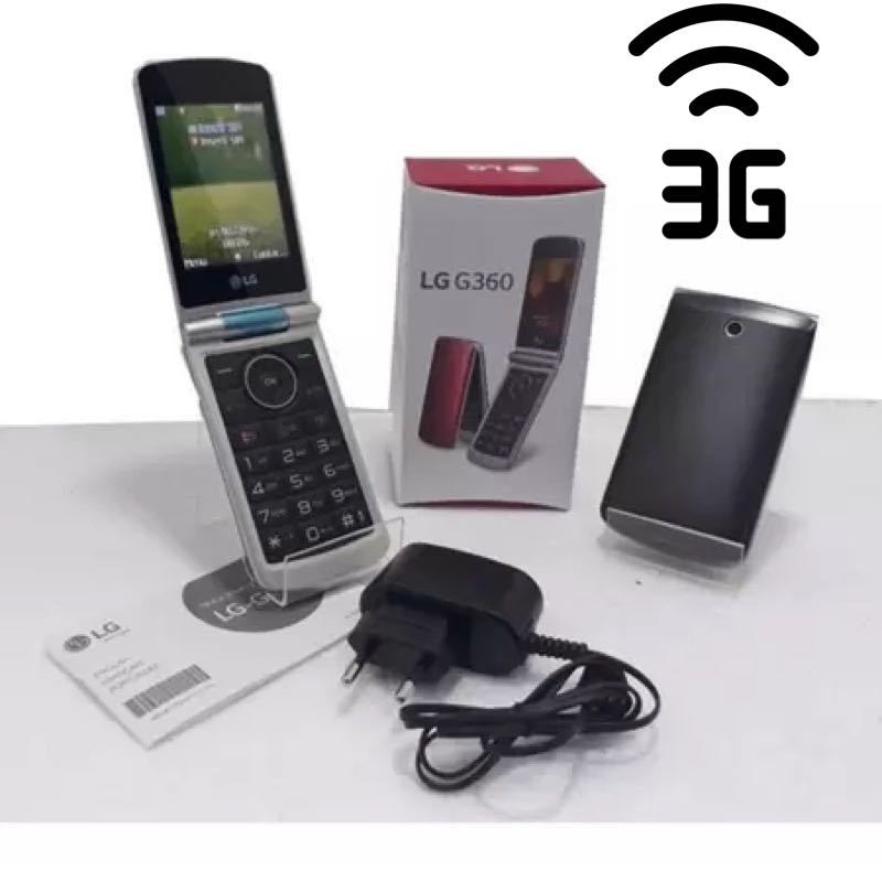 Celular LGg360-3G FLIP Simples Para Idosos Ou Rural C/ Camera preto e vermelho