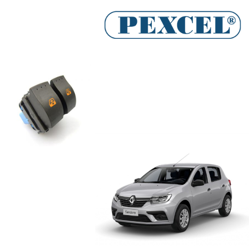 Interruptor de vidro elétrico Sandero 2007 a 2014 Duplo- Dianteiro Esquerdo