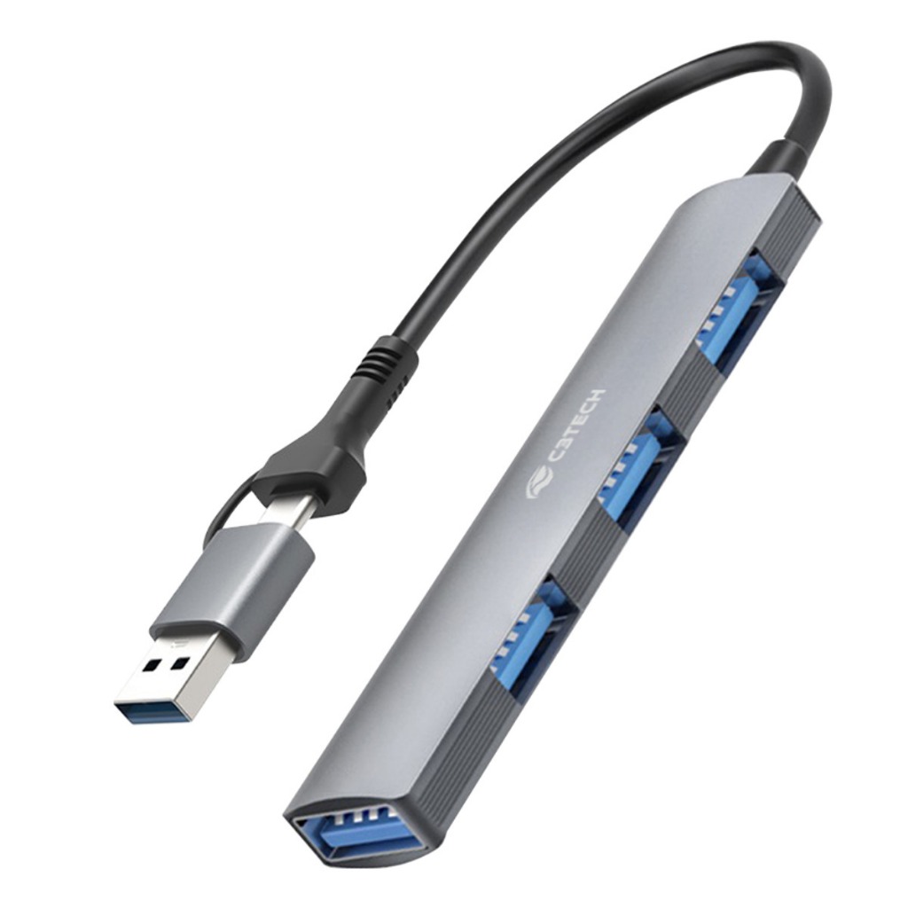 Adaptador HUB USB e Usb Tipo C com 4 Portas 3.0 Splitter Usb para Computador Notebook TV em Alumínio