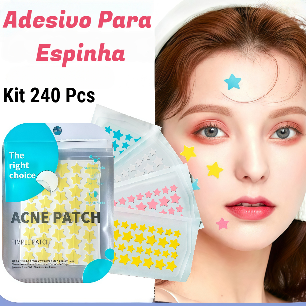 Kit 40/240 Adesivos Secador de Espinhas Patches em formato de estrelas - cores sortidas