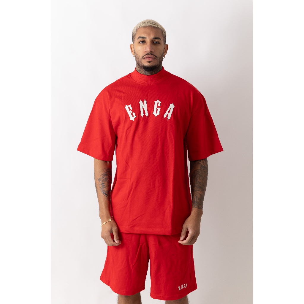 Conjunto Oversized Gola Alta Vermelho Streetwear White Plus Size