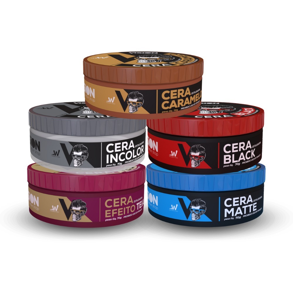 Kit 6 ou 12 Cera Pomada Modeladora Vision Barber Shop 70g Barba Cabelo Bigode em Oferta na Shopee