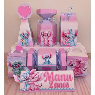 Kit Festa personalizados Stitch e angel aniversário | decoração | Lembrancinhas | Pegue e Monte em Oferta na Shopee