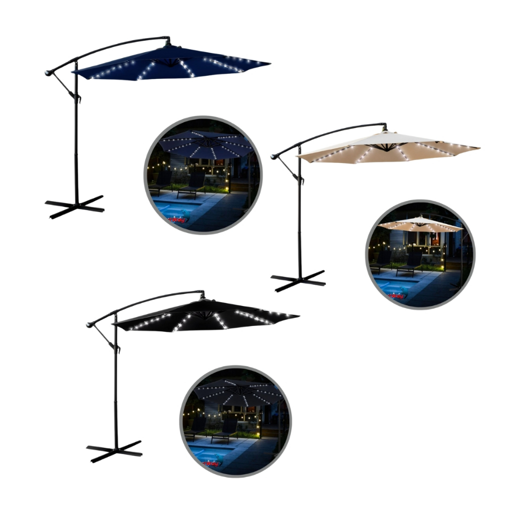 Ombrelone Guarda Sol Lateral 3,00m C/ Led Importway P/jardim, deck, piscina, espaço gourmet em Oferta na Shopee