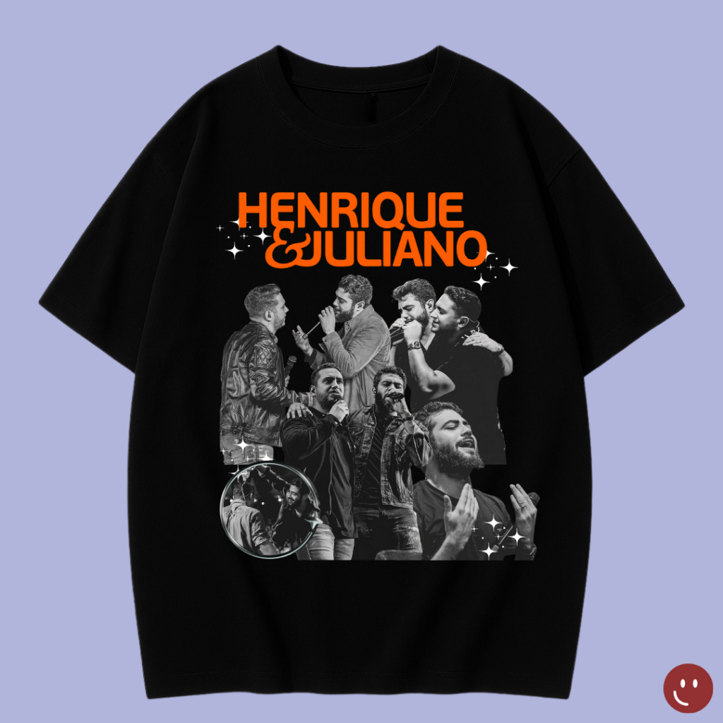 Camiseta Henrique & Juliano | Estampa com fotos | Look de Show Sertanejo