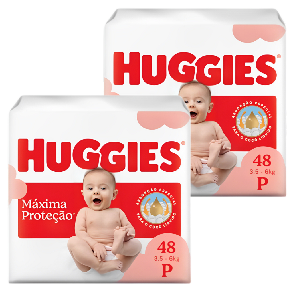 Kit 2 Fralda Descartáveis Huggies Supreme Care Mega - Total 96 Unidades - Tamanho P