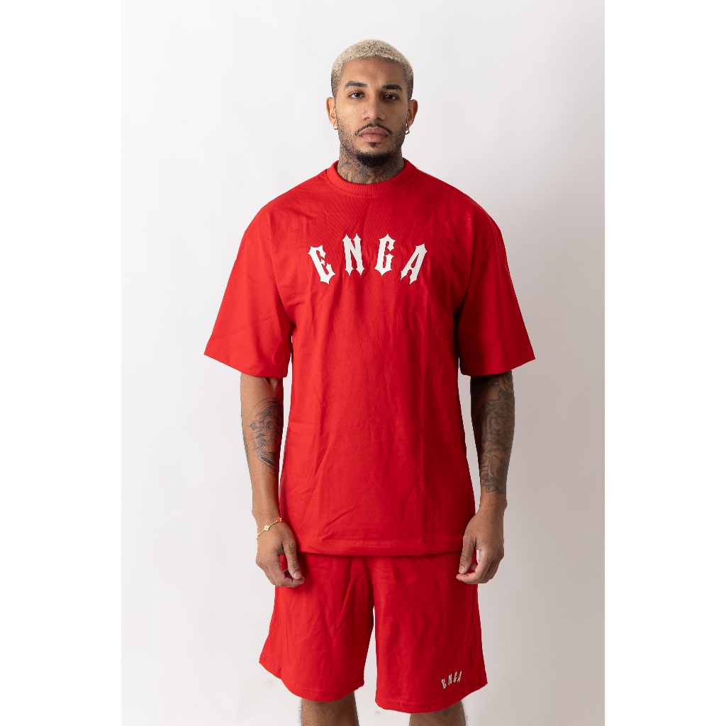 Conjunto Oversized Vermelho Streetwear White Plus Size