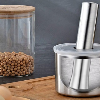 Pilão E Mortar 100% Inox Base Antiderrapante Para Temperos em Oferta na Shopee