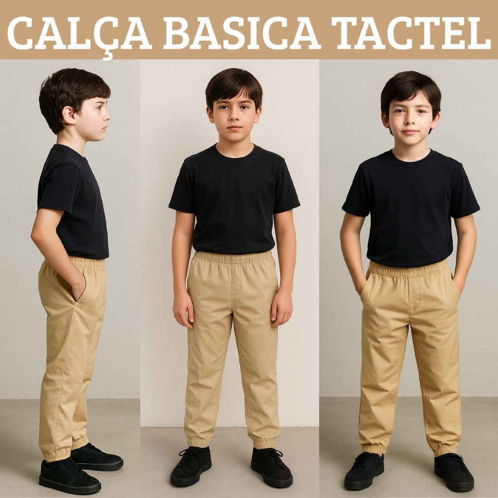 Calça Tactel Jogger Para Menino Tecido Tactel Calça Infantil com 2 Bolsos 4 Cores Outono Inverno Preto Verde Vermelho