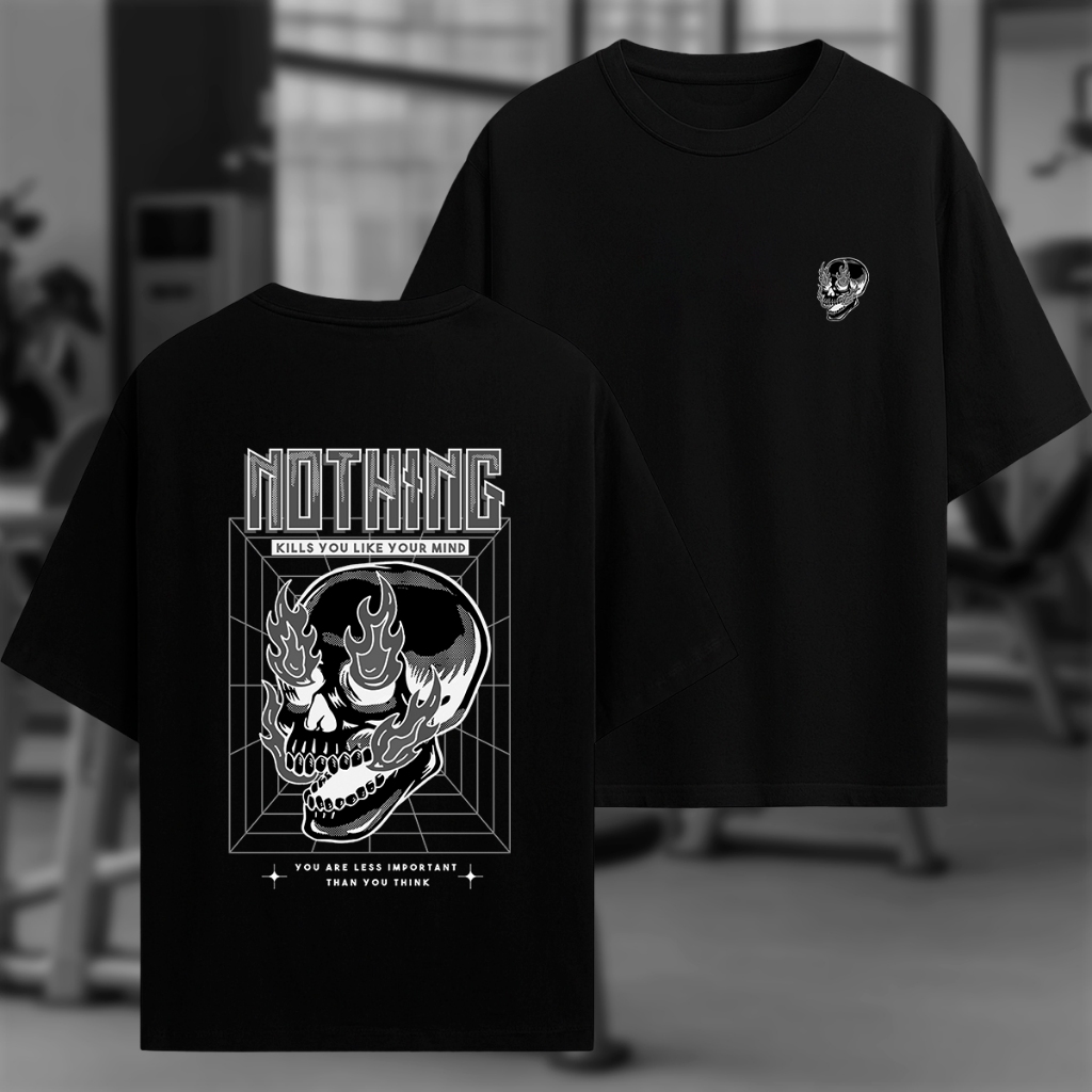 Camiseta Oversized Blusão Manga Comprida Estampa Nothing Kills  You Like Your Mind Streetwear Novo
