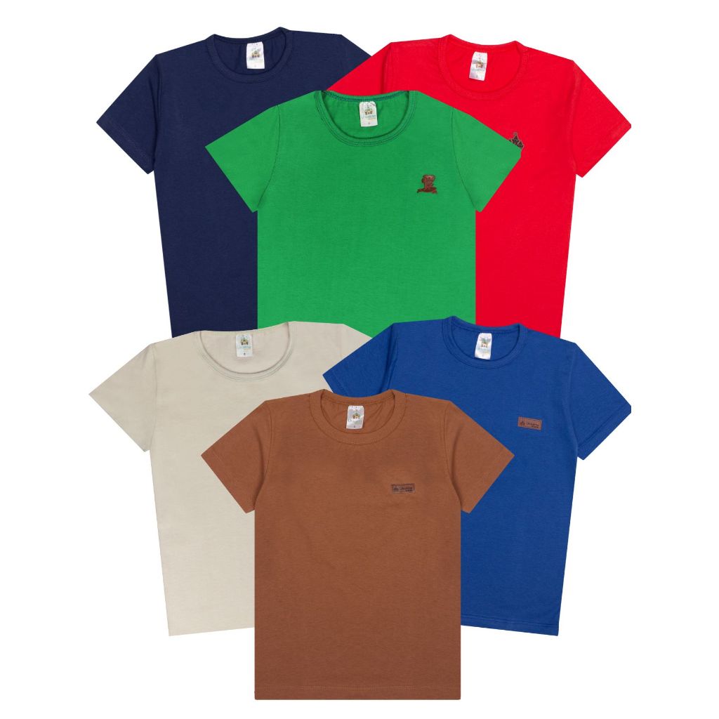 Kit com 2, 6 ou 8 Camisetas Infantis Manga Curta para Bebê Menino Modelagem Básica Lisa Roupas Leves Confortáveis em Oferta na Shopee