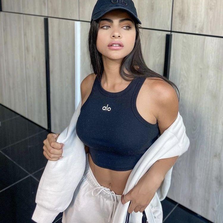 Regata Cropped Básica Feminina Canelada Alo Ribana Blusinha Yoga
