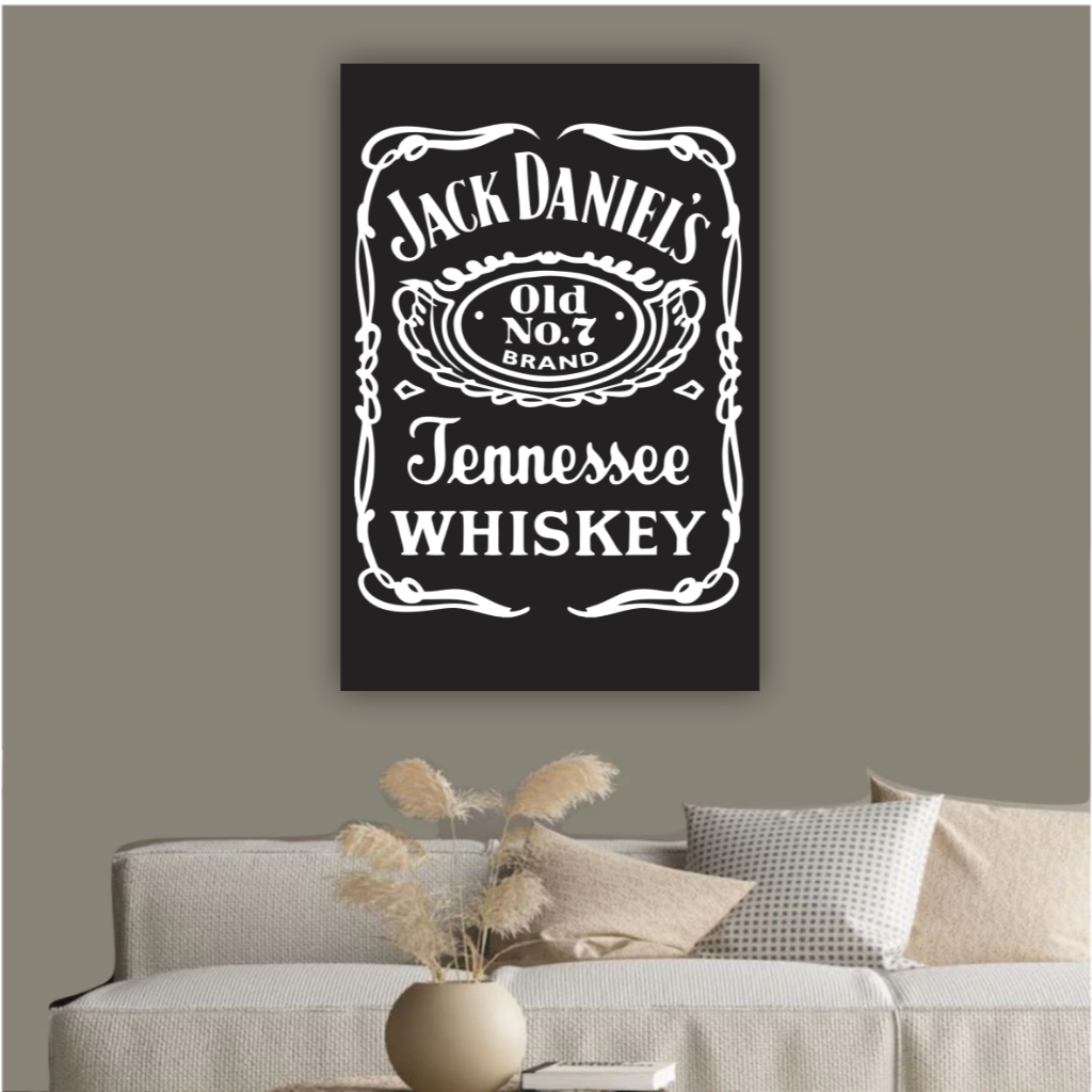 Quadro decorativo jack daniels bebida decoração para bar restaurante whiskey dose parede sala quarto