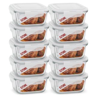 Kit Até 10 Potes Hermético de Vidro 525ml C/ Válvula Ar Marmita Fit Tampa 4 Travas Freezer em Oferta na Shopee