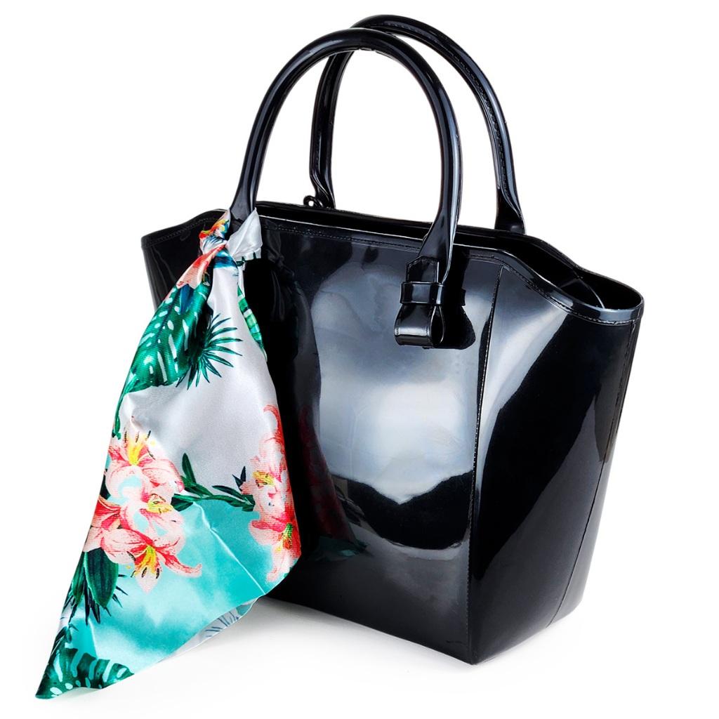 Bolsa De Ombro com Lenço Moderna Versátil Envernizada Com Alças Transversais Prática Trabalho
