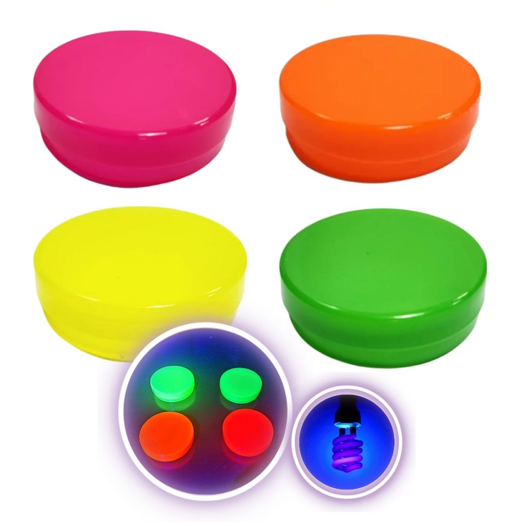 10 Latinha Neon Colorida Para Lembrancinha Brilha Luz Negra 5cm