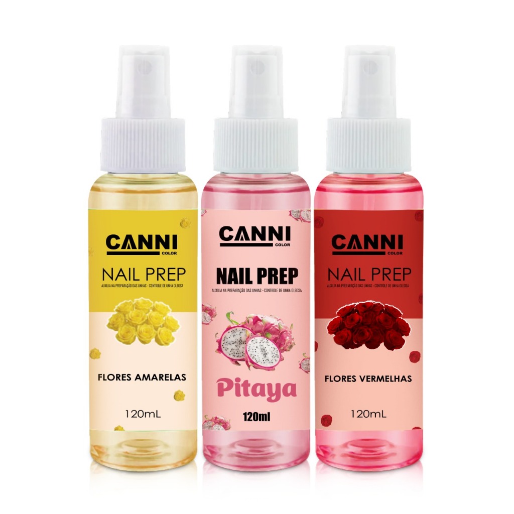 Kit 3  nail prep 120ml com fragrâncias para unhas canni color