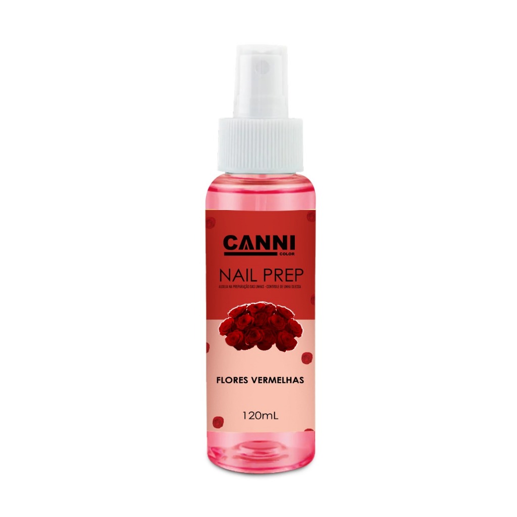 Nail prep 120ml  higienizador manicure maos unhas canni color - Flores Vermelhas