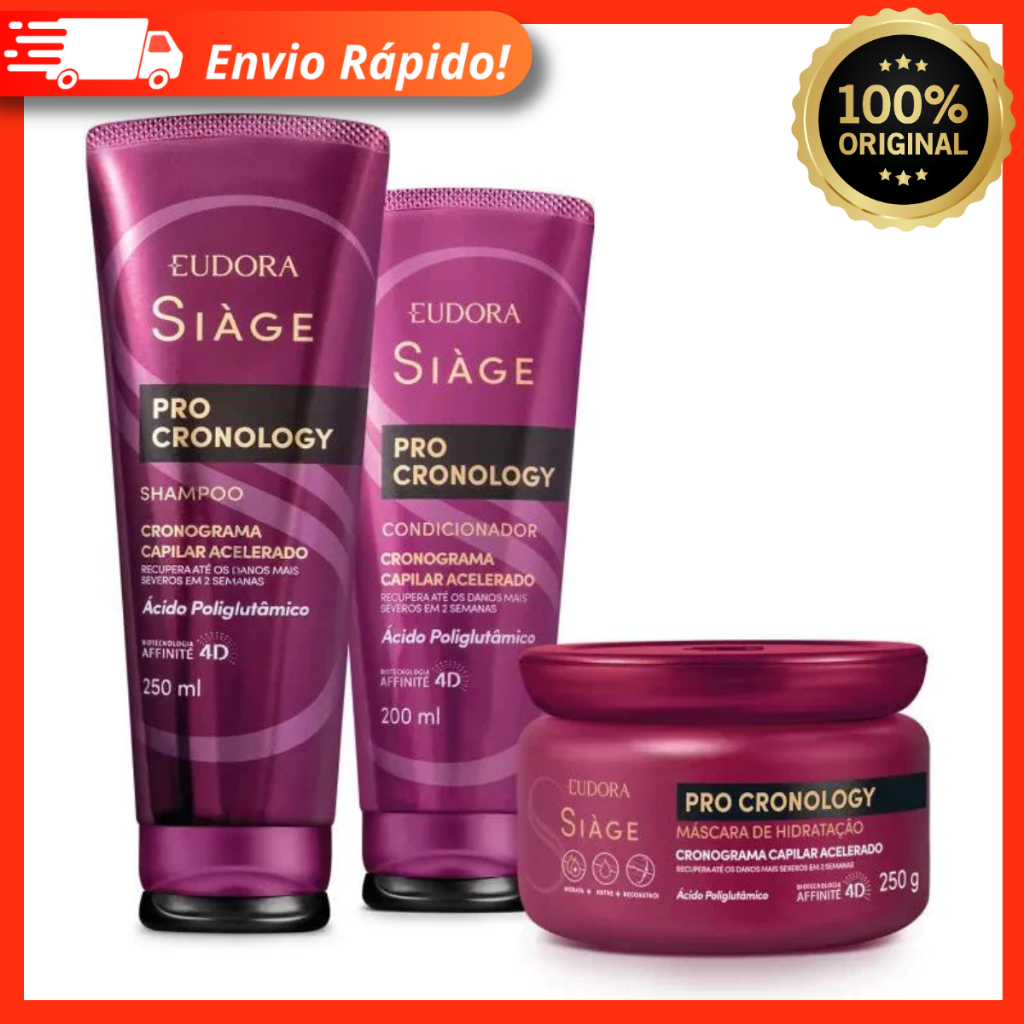 Combo Siàge Pro Cronology: Shampoo + Condicionador + Máscara - Eudora
