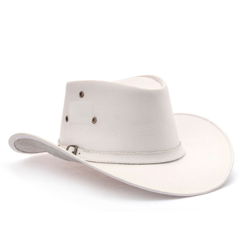 Chapéu Couro Legítimo Branco Aba Larga Estilo Texano Country Peão Rodeio Moda Cowboy Sertanejo 2026