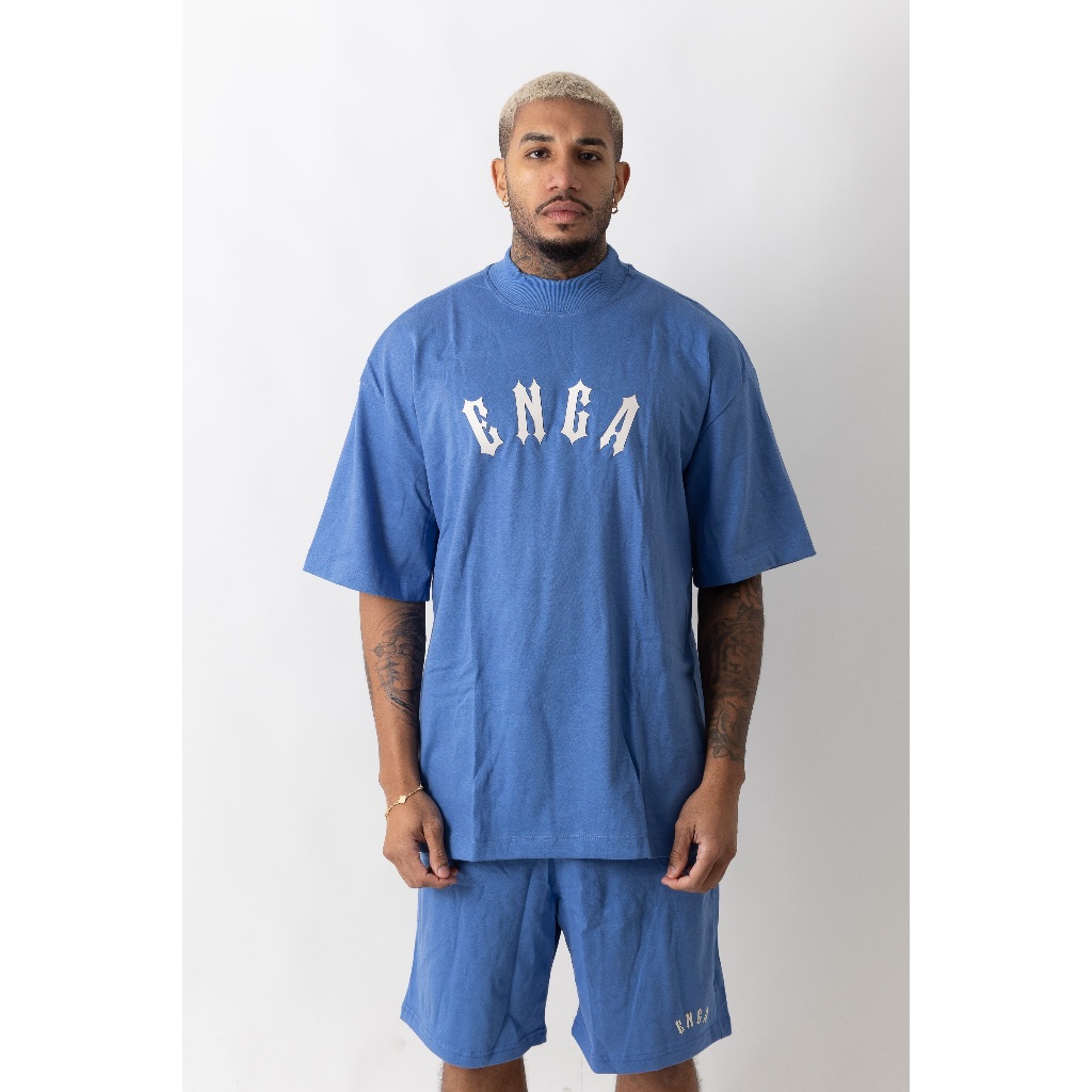 Conjunto Oversized Gola Alta Azul Streetwear White Plus Size