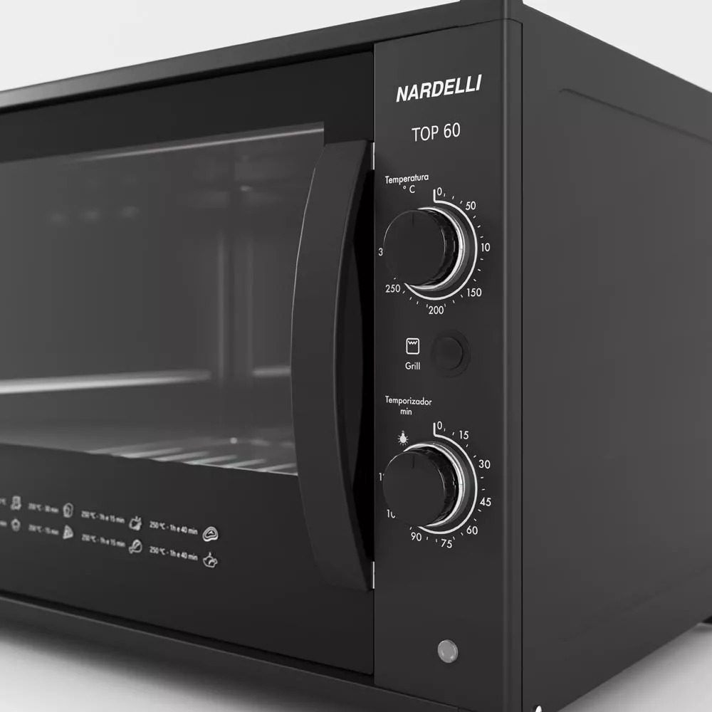 Forno Elétrico Nardelli Bancada Top 60l Função Grill Preto