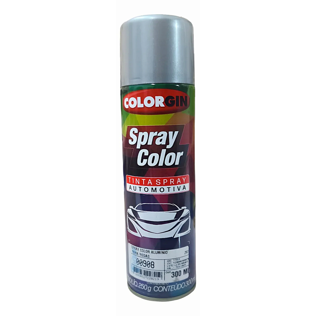 TINTA SPRAY AUTOMOTIVA COLORGIN ALUMINIO PARA RODAS 300ML