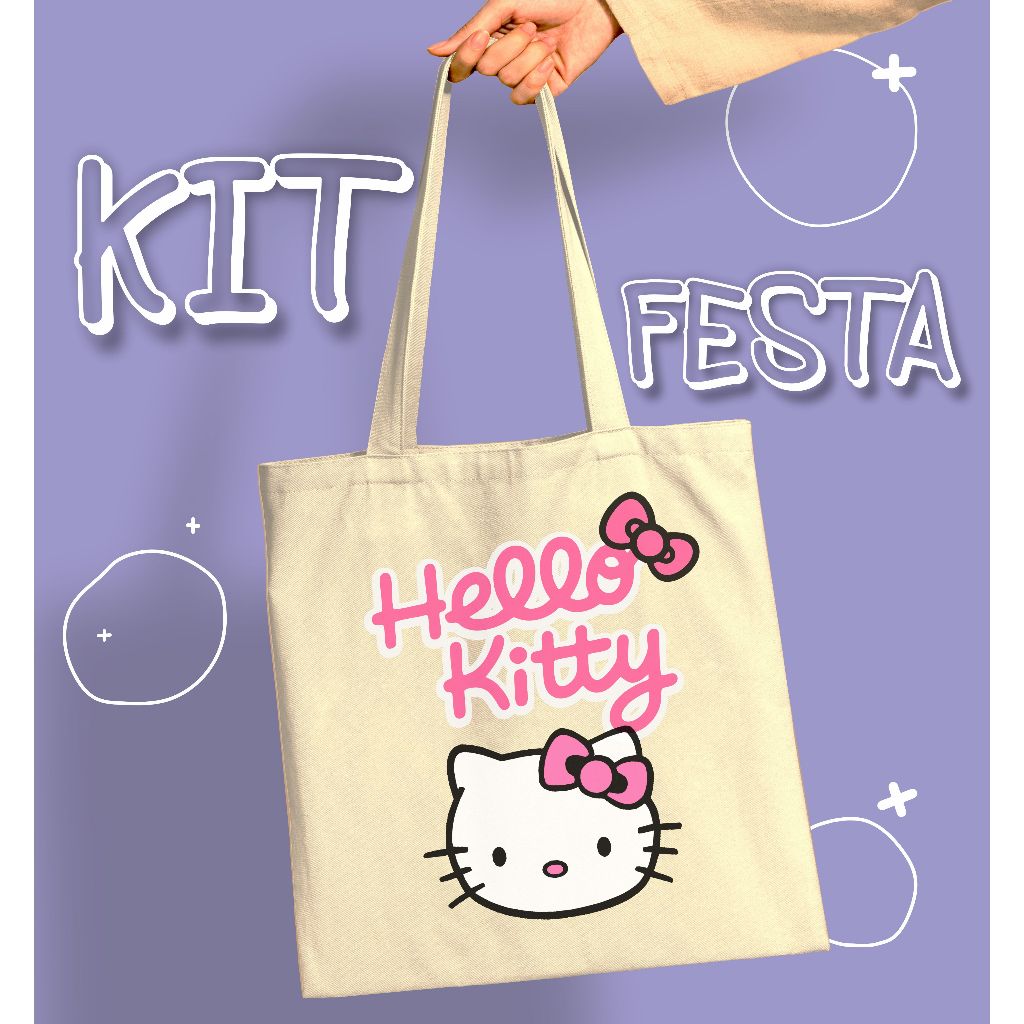 Kit bolsa Ecológica ECOBAG Infantil Festa Hello Kitty em Oferta na Shopee