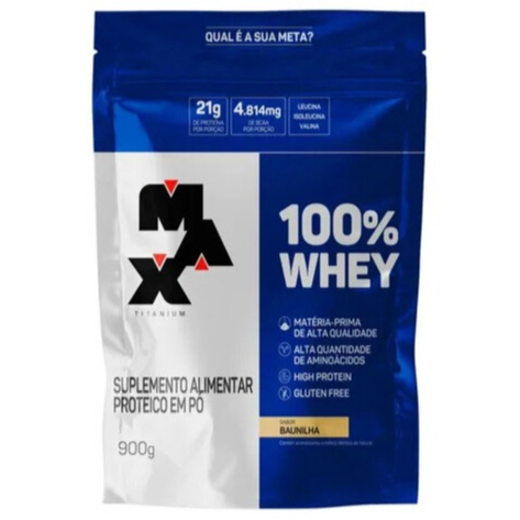 Whey 100% Concentrado Max Titanium 900g Sabor Baunilha