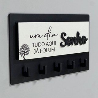 Porta Chaves Decorativo Para Parede 05 Ganchos Em MDF em Oferta na Shopee