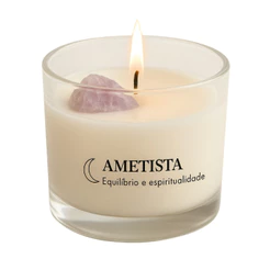 Vela Do Amor Aromática Vegetal Com Cristal Quartzo Rosa
