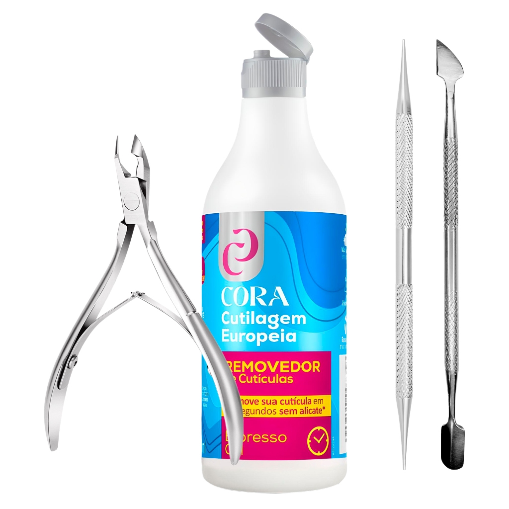 Kit Completo Manicure Profissional Gel Cora Cutilagem 15 Segundos Alicate Inox Espátula