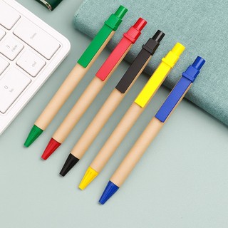 Kit 10/20/30/50 Und Caneta Papelão Brindes Ecológica Reciclável com Clip Colorido-008