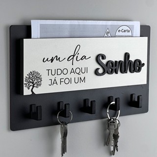 Porta Chaves Decorativo em MDF com 05 Ganchos em Oferta na Shopee