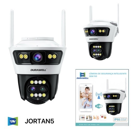 Câmera Externa Lente Dupla WiFi HD à Prova D'água Zoom Digital Detecção de Movimento Durawell